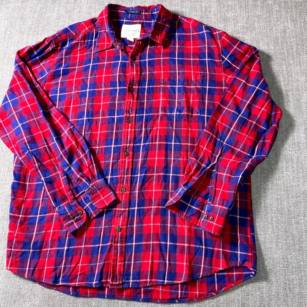 Weatherproof Vintage Flannel Shirt Mens XL Multi Plaid Classic Fit Button Down